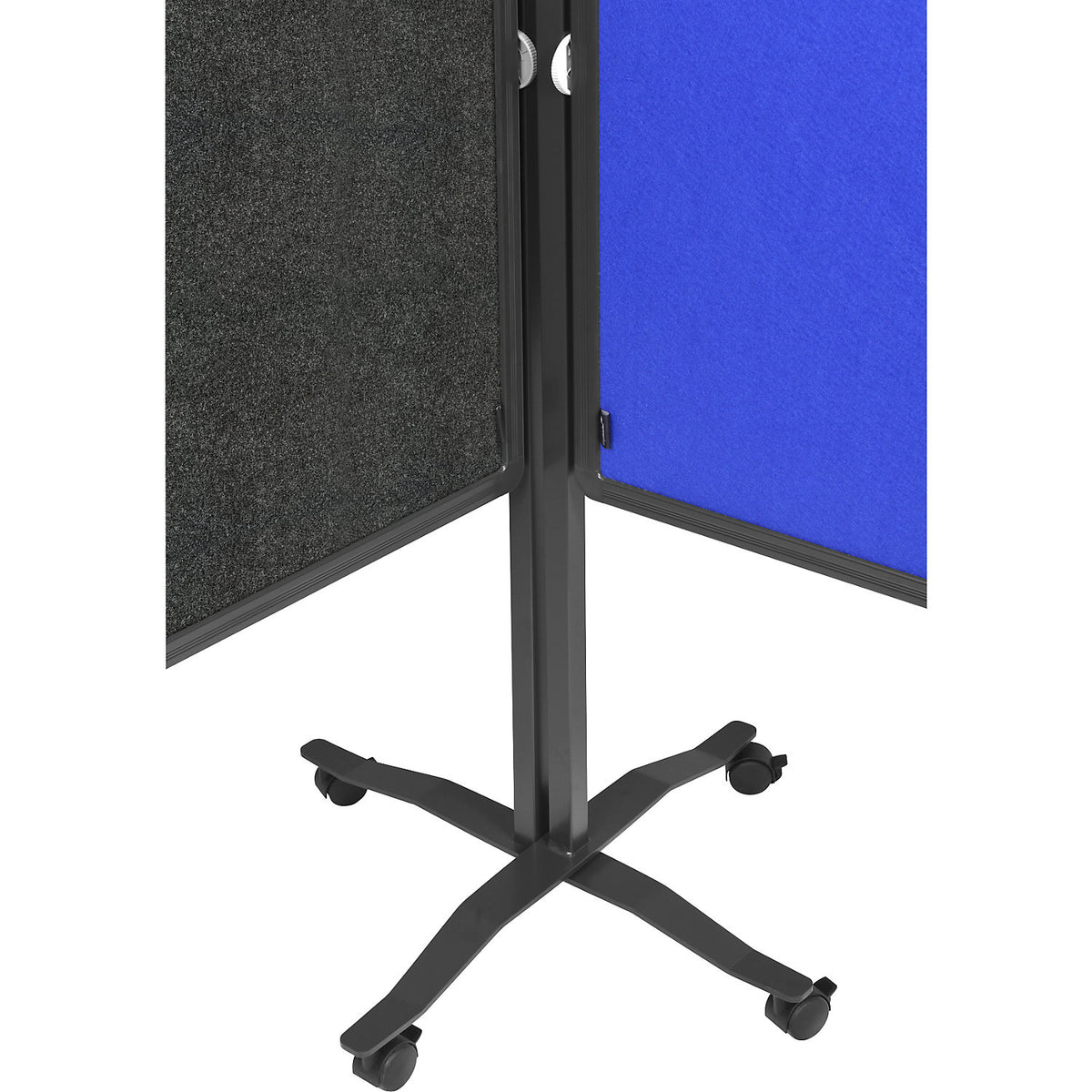 Premium Plus mobile pinboard, board size 1200 x 1500 mm, felt, charcoal, fixed.