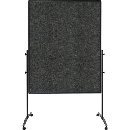 Premium Plus mobile pinboard, board size 1200 x 1500 mm, felt, charcoal, fixed.