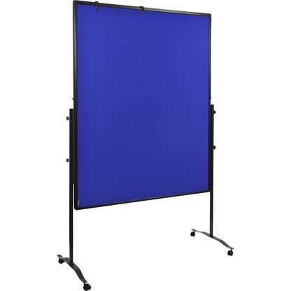 Premium Plus mobile pinboard, board size 1200 x 1500 mm, felt, blue, folding.