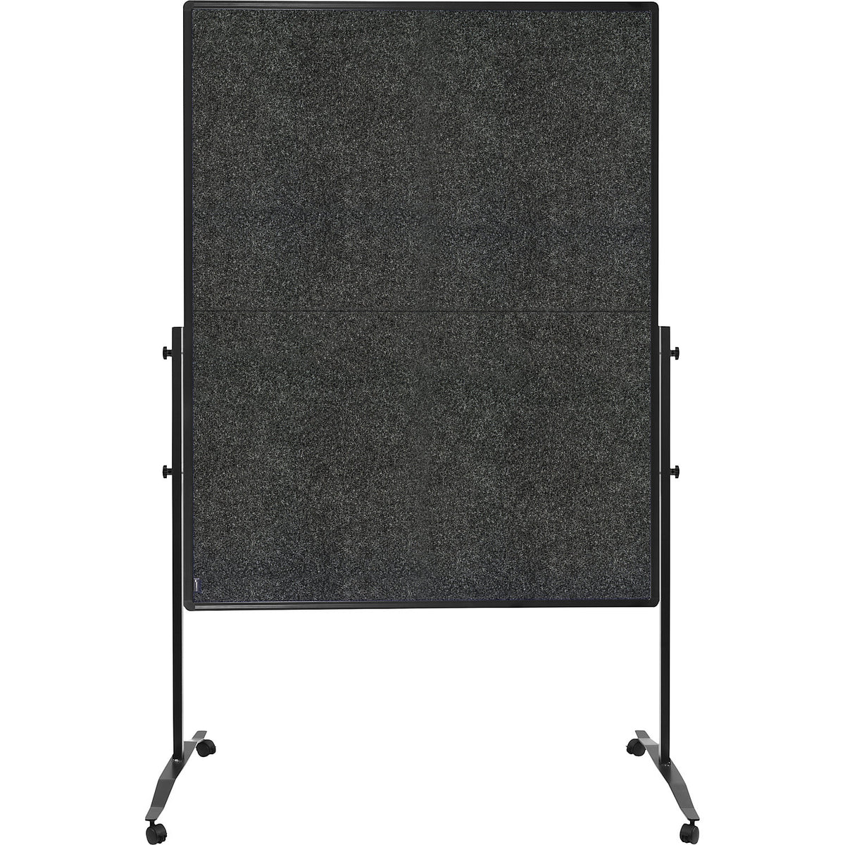 Premium Plus mobile pinboard, board size 1200 x 1500 mm, felt, charcoal, folding.