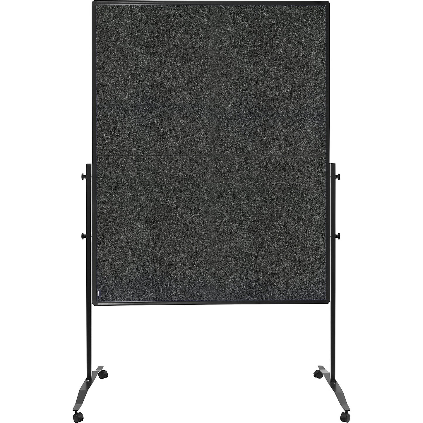 Premium Plus mobile pinboard, board size 1200 x 1500 mm, felt, charcoal, folding.