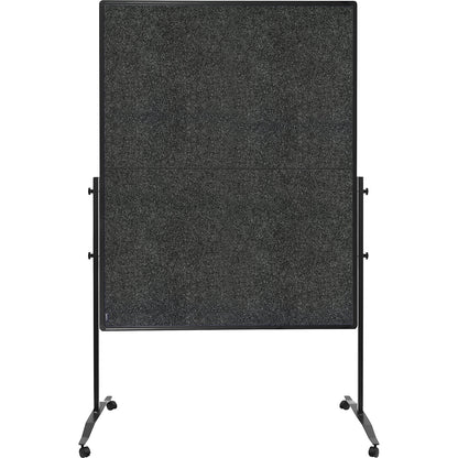 Premium Plus mobile pinboard, board size 1200 x 1500 mm, felt, charcoal, folding.