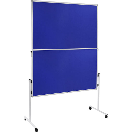 ECONOMY mobile pinboard, board size 1200 x 1500 mm, felt, blue, folding.