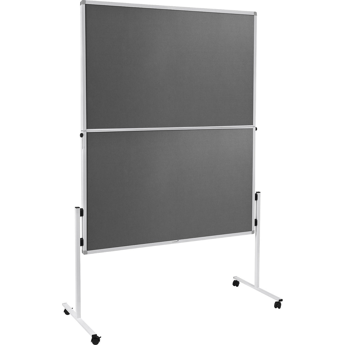 ECONOMY mobile pinboard, board size 1200 x 1500 mm, felt, grey, folding.