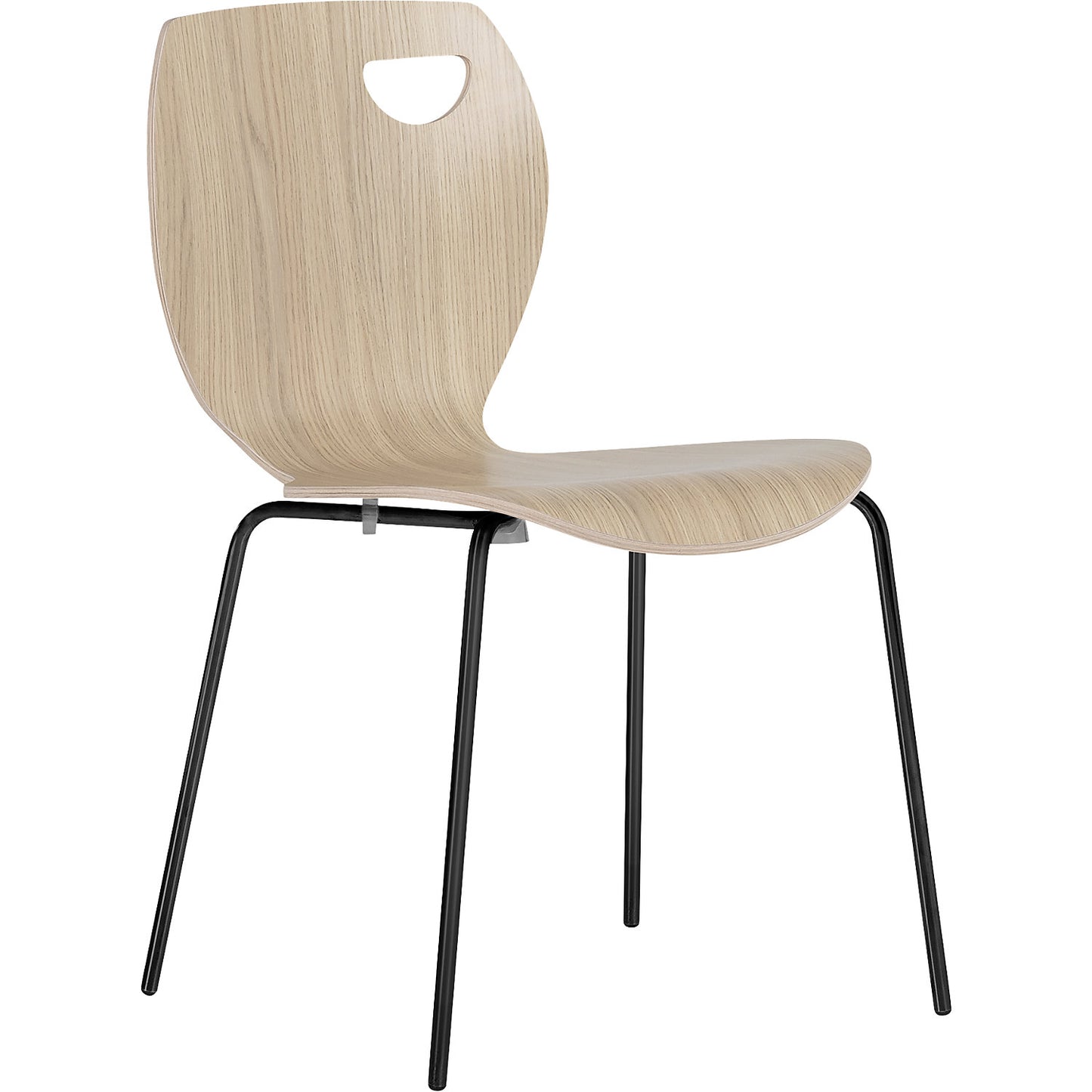 Laura stacking chair, stackable, pack of 4, oak/black.