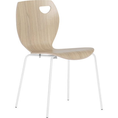 Laura stacking chair, stackable, pack of 4, oak/white.
