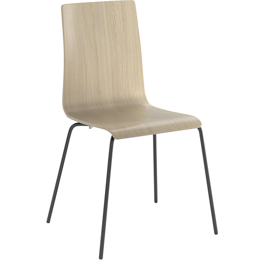 Alma stacking chair, stackable, pack of 4, oak/black.