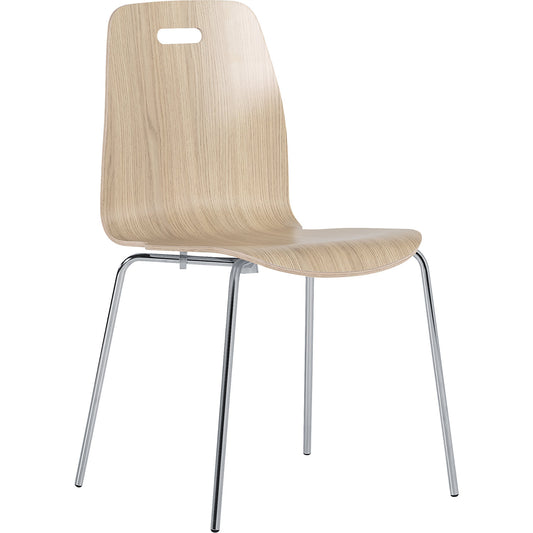 Alina stacking chair, stackable, pack of 4, oak/chrome.