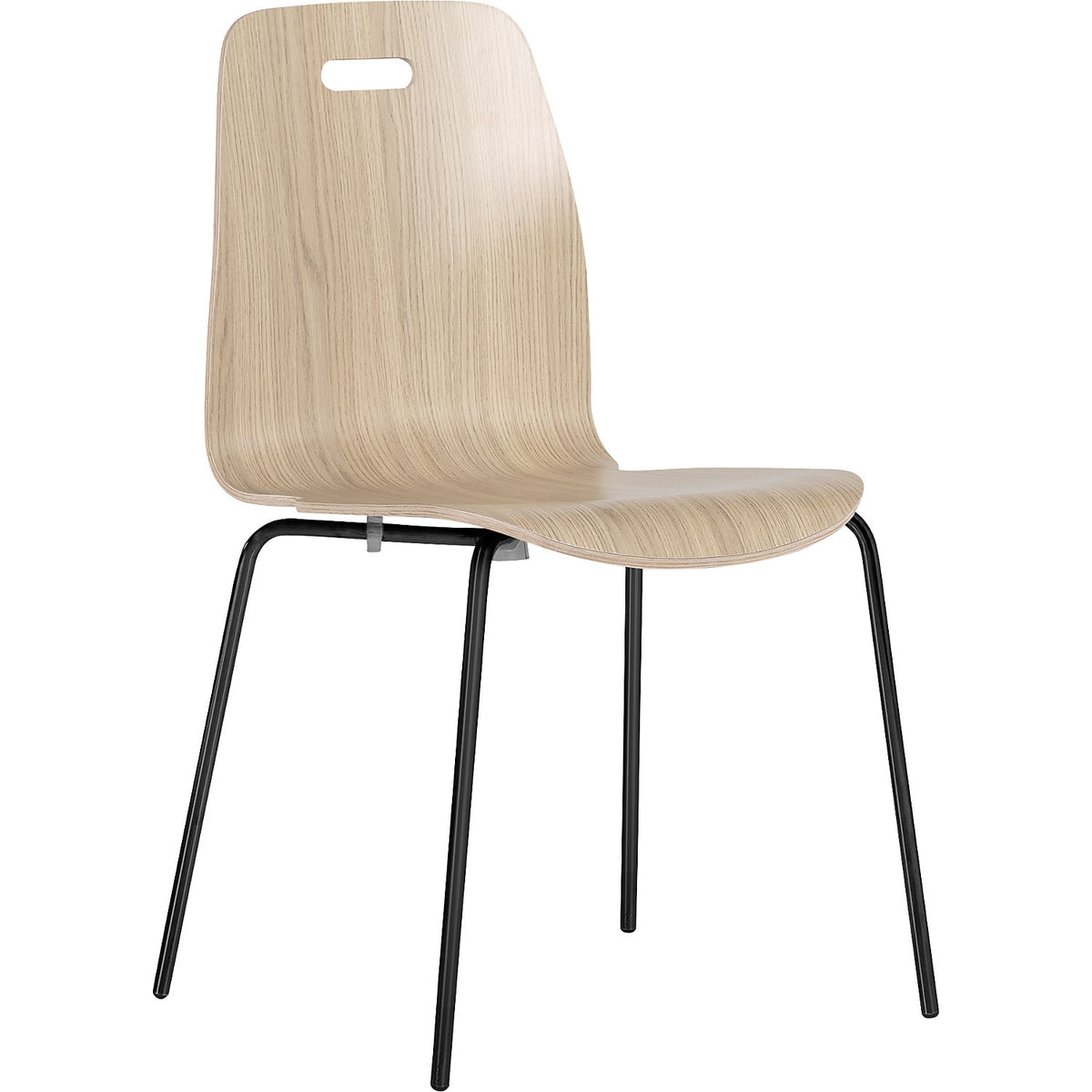 Alina stacking chair, stackable, pack of 4, oak/black.
