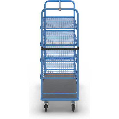 Shelf trolley, for 8 shelves, incl. 4 shelves, with mesh shelf.