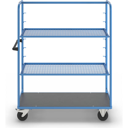 Shelf trolley, for 8 shelves, incl. 2 shelves, with mesh shelf.