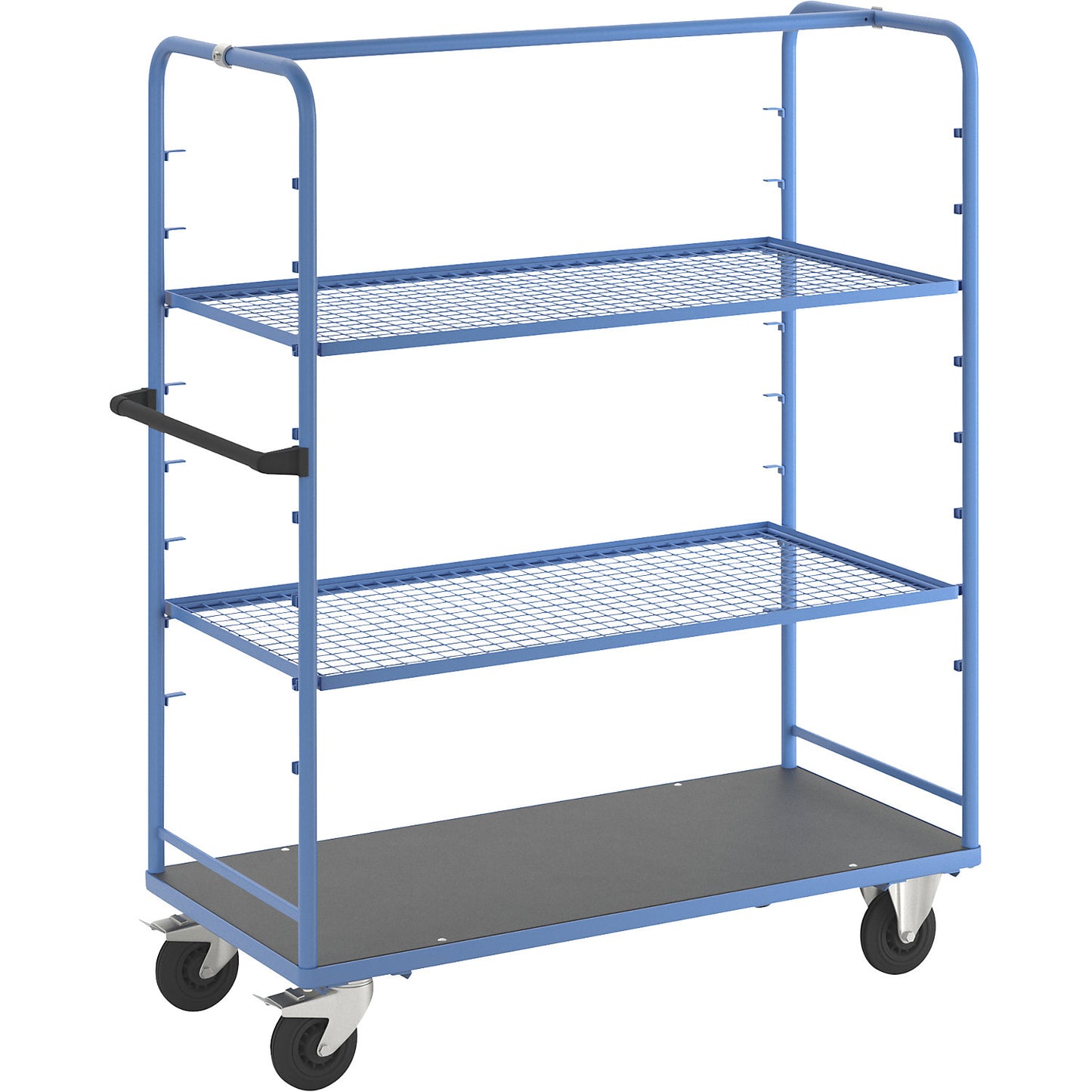 Shelf trolley, for 8 shelves, incl. 2 shelves, with mesh shelf.