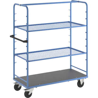 Shelf trolley, for 8 shelves, incl. 2 shelves, with mesh shelf.