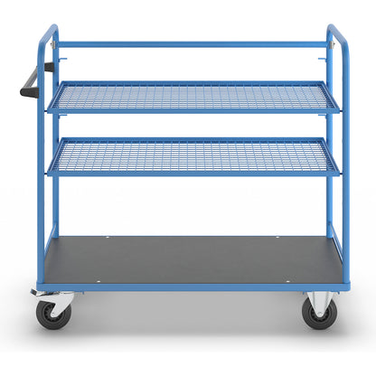 Shelf trolley, for 5 shelves, incl. 2 shelves, with mesh shelf.