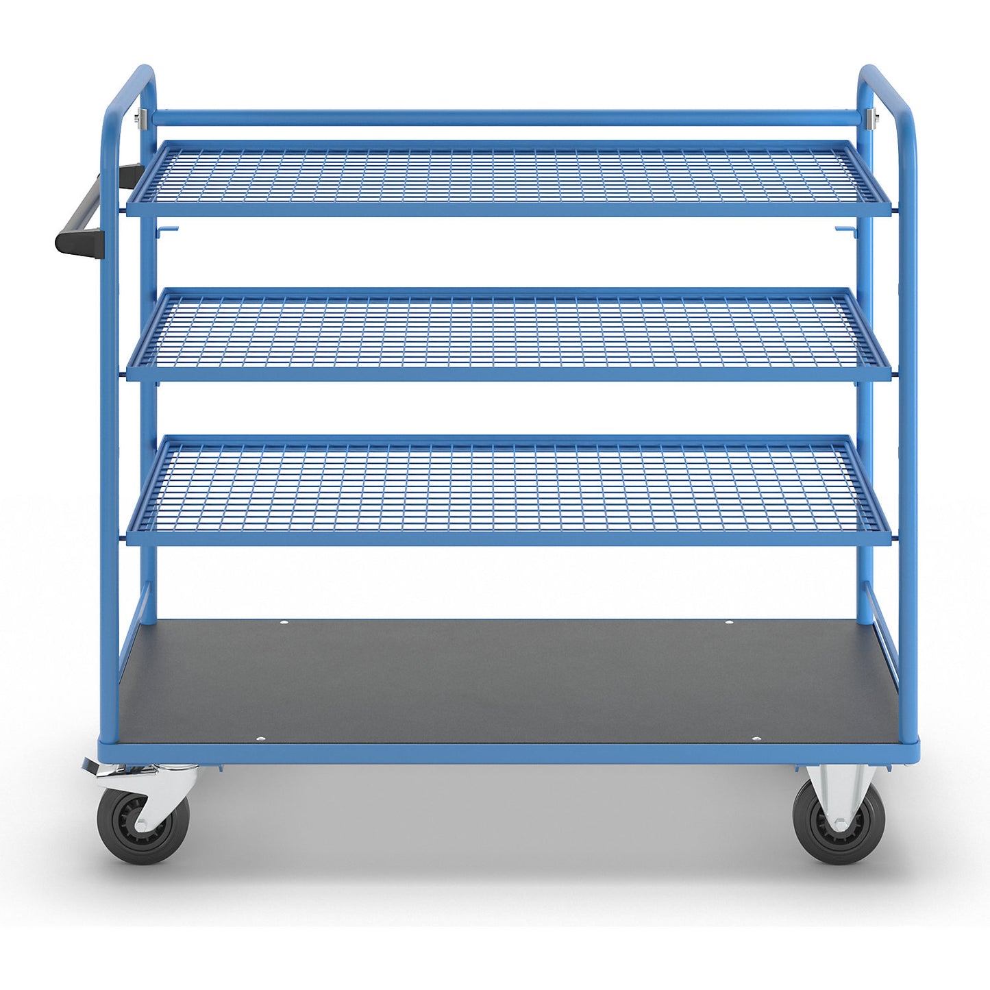 Shelf trolley, for 5 shelves, incl. 3 shelves, with mesh shelf.