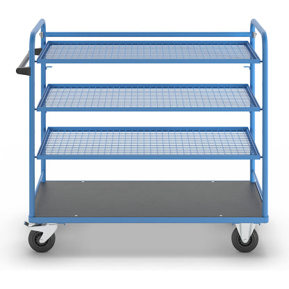 Shelf trolley, for 5 shelves, incl. 3 shelves, with mesh shelf.