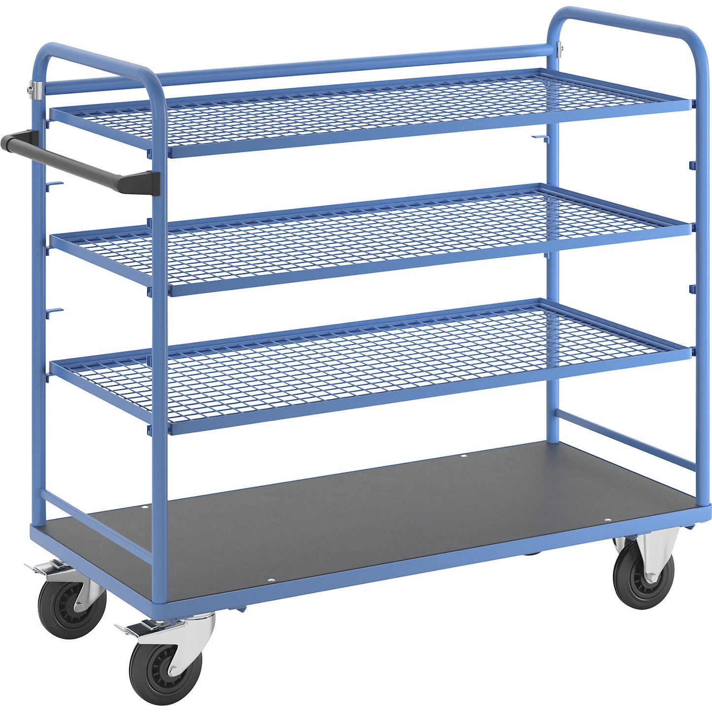 Shelf trolley, for 5 shelves, incl. 3 shelves, with mesh shelf.
