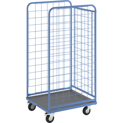 KOMPAKT shelf truck, mesh panels on 3 sides, platform 750 x 650 mm, without shelf.