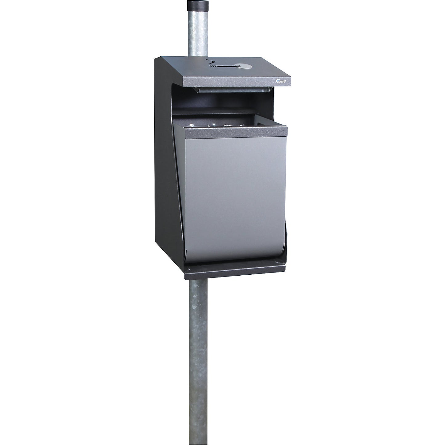 Outdoor waste collector, steel, capacity 22 l, for post mounting.