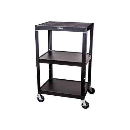 Metal trolley, max. load 135 kg, 3 shelves, black frame.