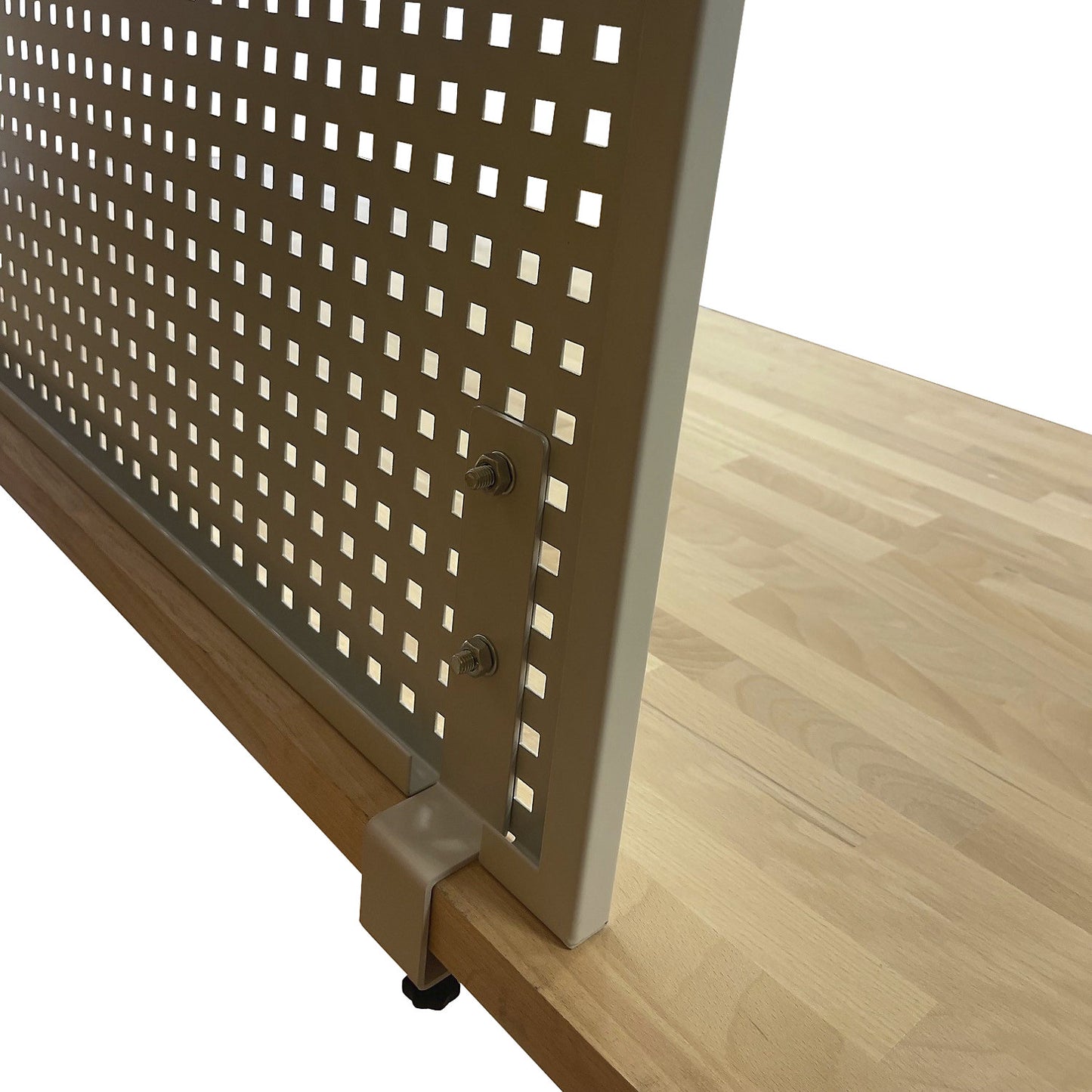 Perforated panel, WxH 1200 x 450 mm, light grey RAL 7035.