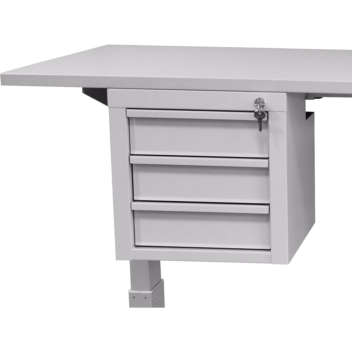 Drawer unit, with 3 drawers, for workbench, light grey RAL 7035.