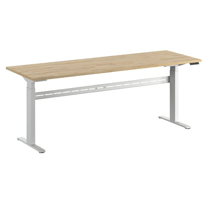 Work table, electrically height adjustable - max. load 300 kg, height 740 - 1195 mm, solid beech worktop, WxD 2000 x 700 mm.