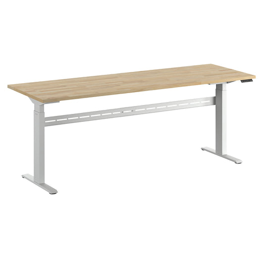 Work table, electrically height adjustable - max. load 300 kg, height 740 - 1195 mm, solid beech worktop, WxD 2000 x 700 mm.