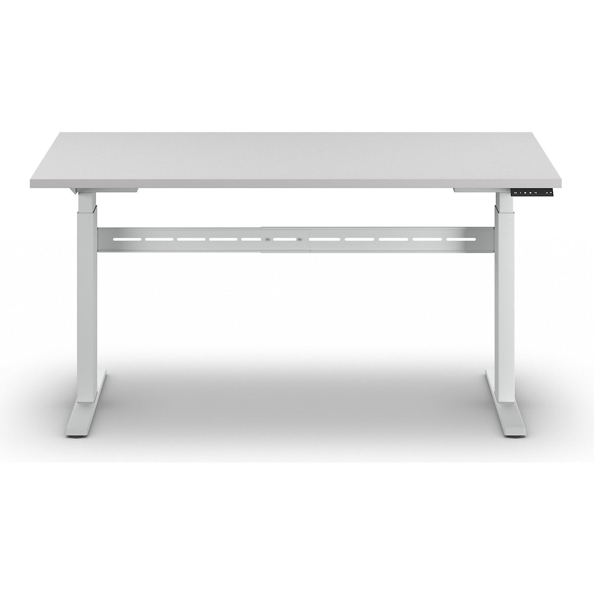 Work table, electrically height adjustable - max. load 300 kg, height 740 - 1195 mm, melamine top, WxD 1500 x 700 mm.