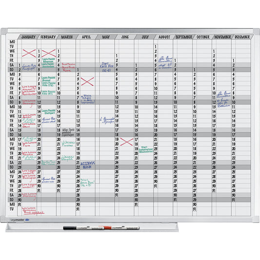 Professional yearly planner, with 365 day divisions, WxH 1200 x 900 mm.