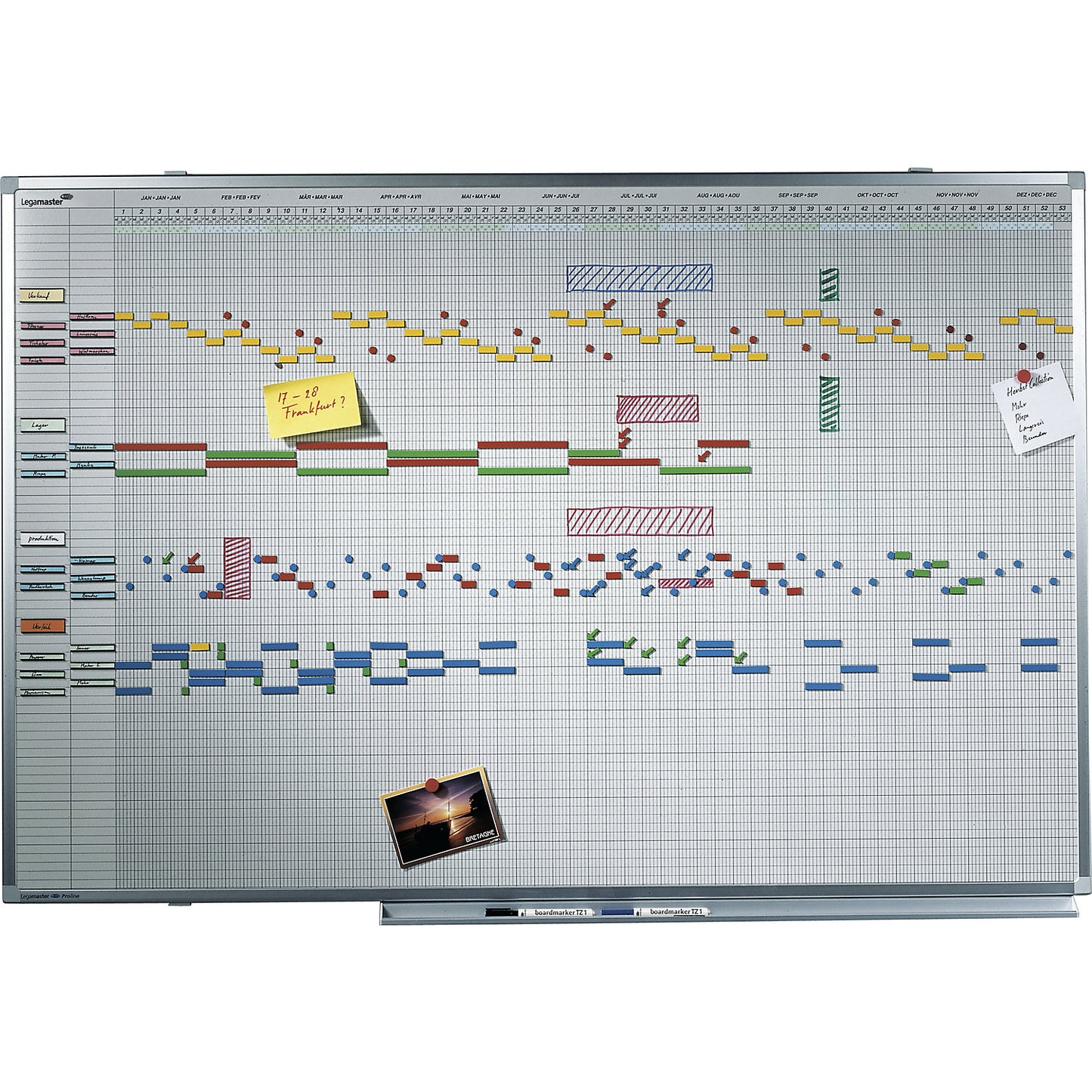Professional yearly planner, 12 months, 5 day week, WxH 1500 x 750 mm.