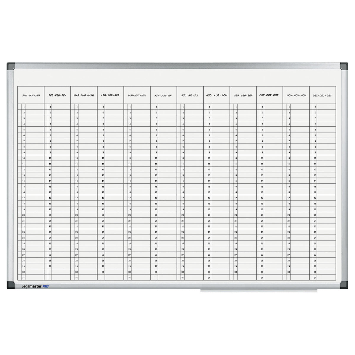 Premium yearly planner, monthly planner, magnetic, WxH 900 x 600 mm, vertical division.