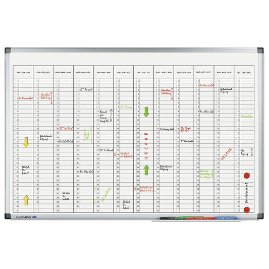 Premium yearly planner, monthly planner, magnetic, WxH 900 x 600 mm, vertical division.