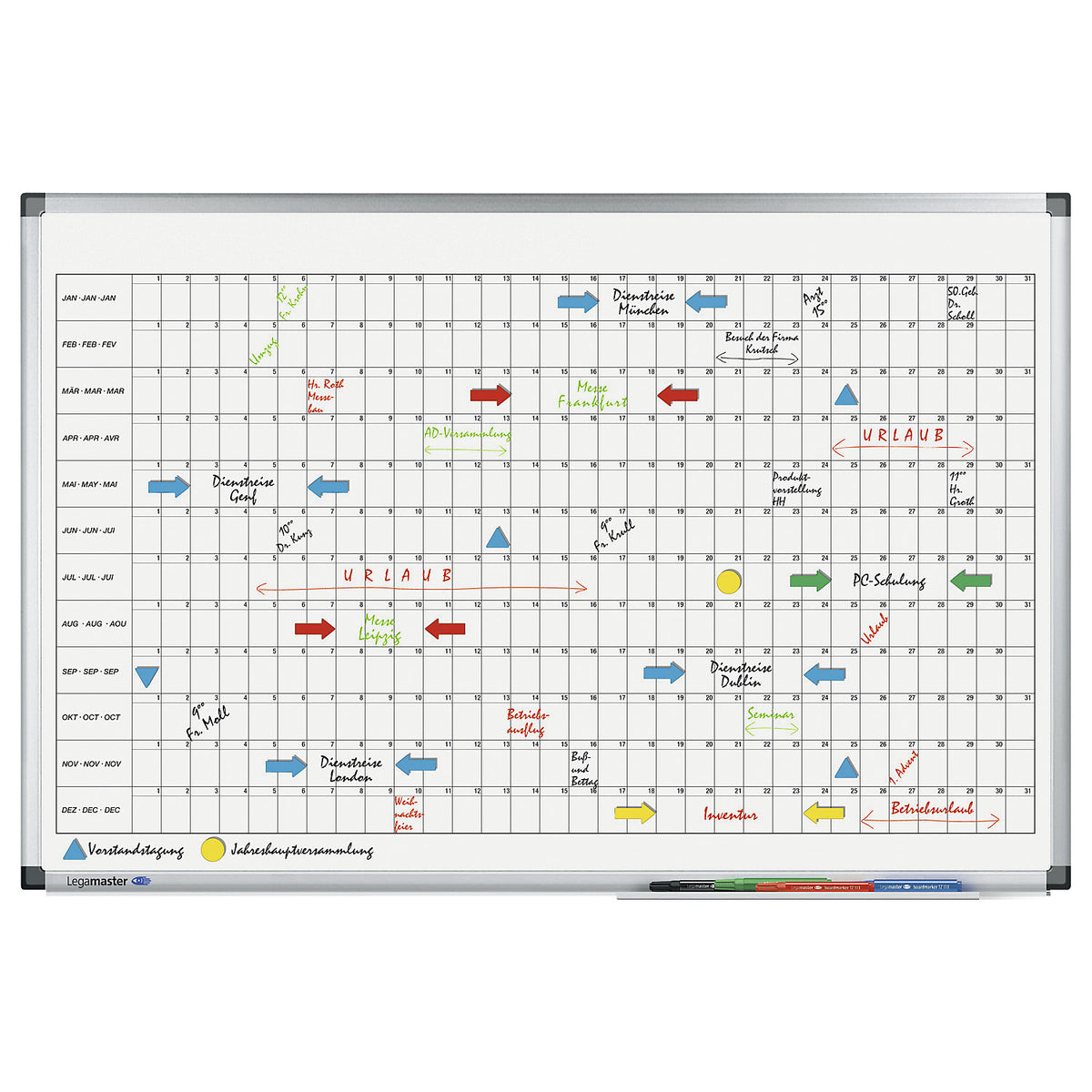 Premium yearly planner, monthly planner, magnetic, WxH 900 x 600 mm, horizontal division.