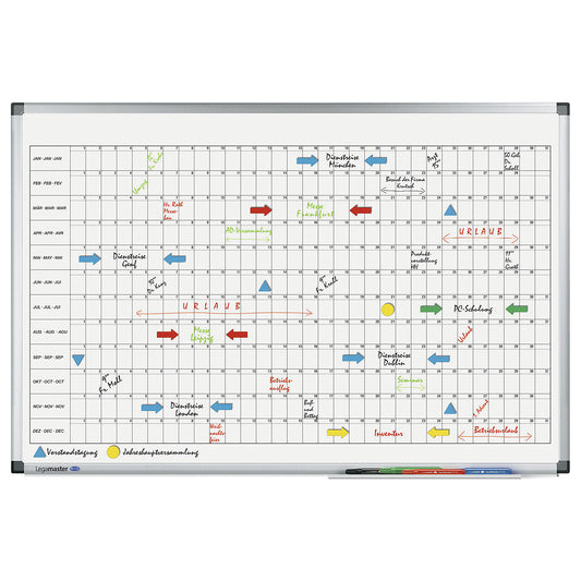 Premium yearly planner, monthly planner, magnetic, WxH 900 x 600 mm, horizontal division.