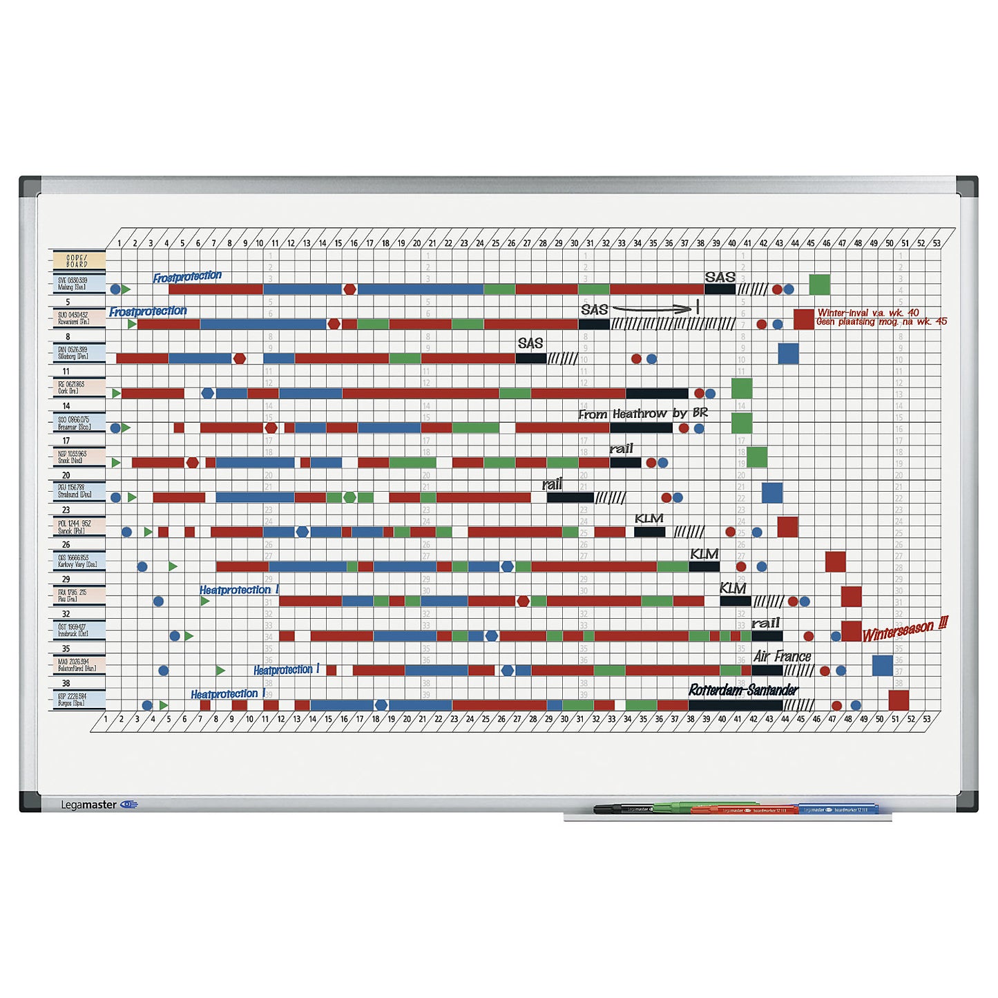 Premium yearly planner, 53 week planning, vertical division, WxH 900 x 600 mm.