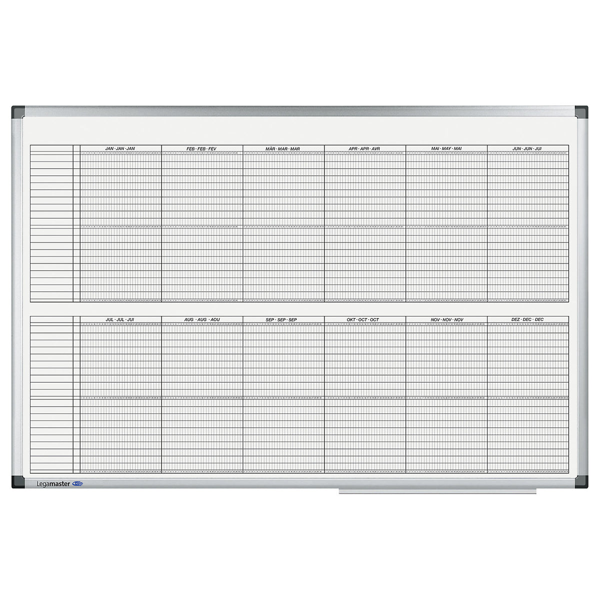 Premium yearly planner, project planner, for 20 people, WxH 900 x 600 mm.