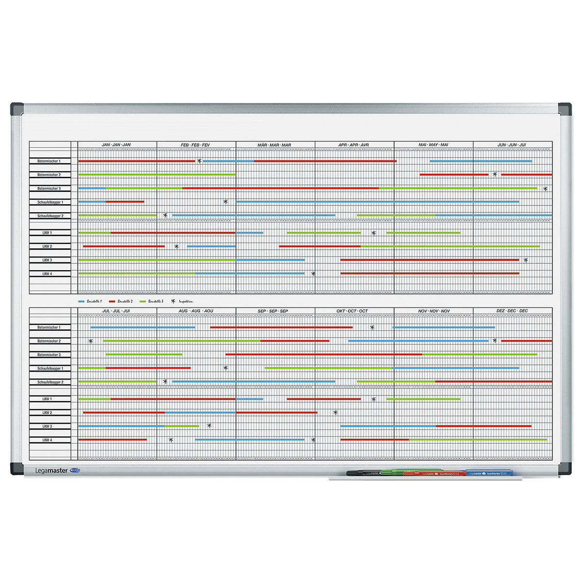 Premium yearly planner, project planner, for 20 people, WxH 900 x 600 mm.