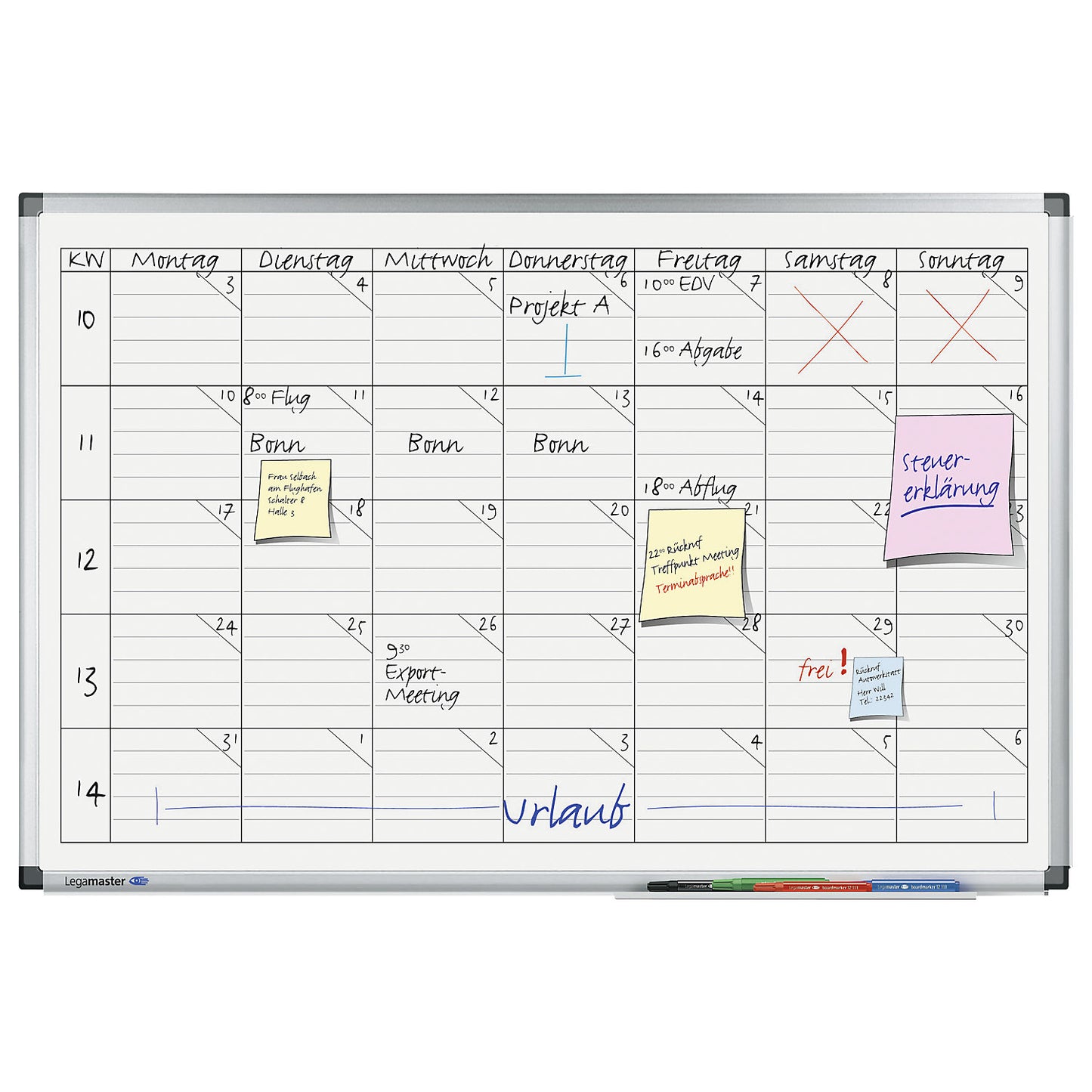 Premium universal planner, for 5 persons/objects, WxH 900 x 600 mm.