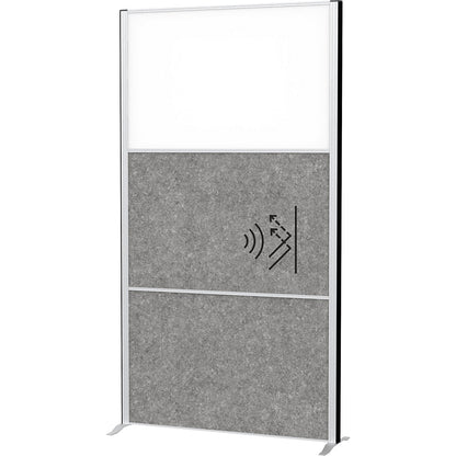 MAULconnecto partitioning system, 2x acoustic, 1x whiteboard, white/dark grey, without castors.