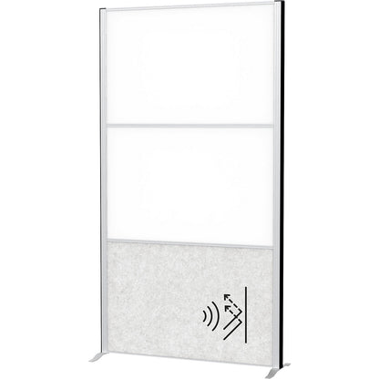 MAULconnecto partitioning system, 2x whiteboard, 1x acoustic, white/light grey, without castors.