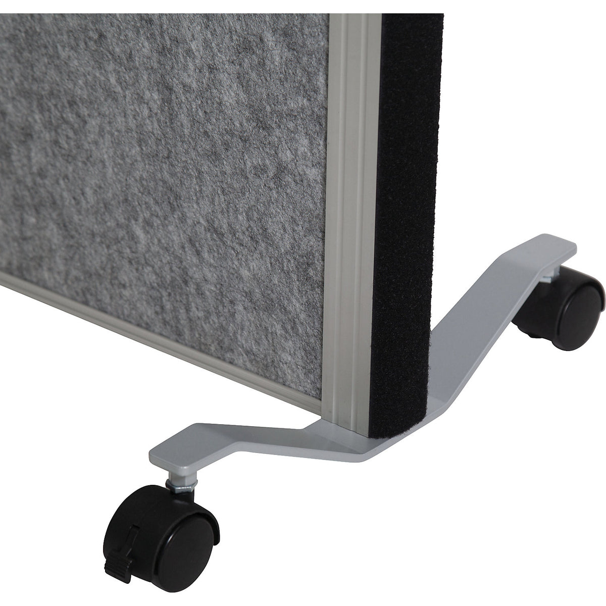 MAULconnecto partitioning system, 1x acoustic, 1x cork, 1x whiteboard, white/brown/dark grey, castors.