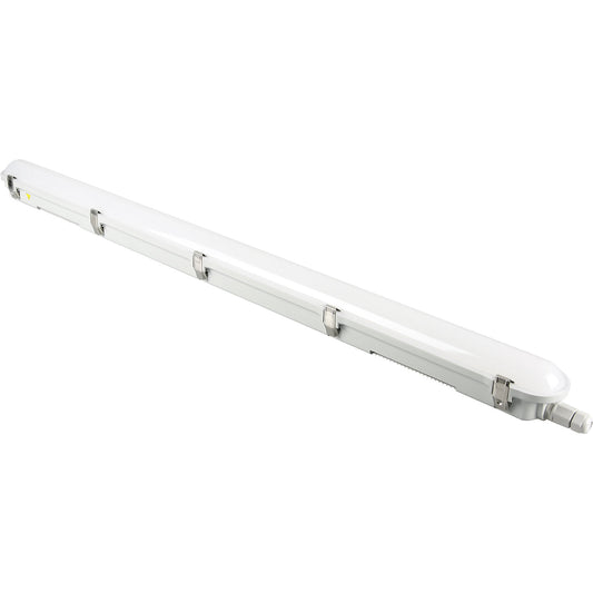 LED diffuser luminaire for damp rooms, 2 row lighting, LxWxH 1510 x 82 x 75 mm, 6500 K.