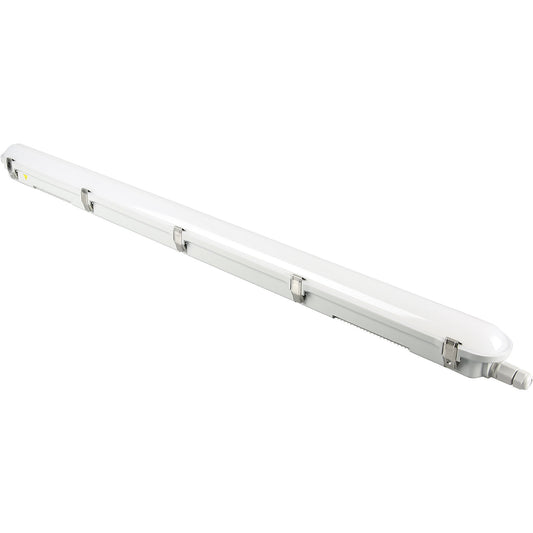 LED diffuser luminaire for damp rooms, 1 row lighting, LxWxH 1510 x 82 x 75 mm, 6500 K.