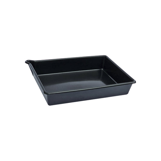 PE sump tray with spout for small containers, capacity 16 l, without approval, without grate.
