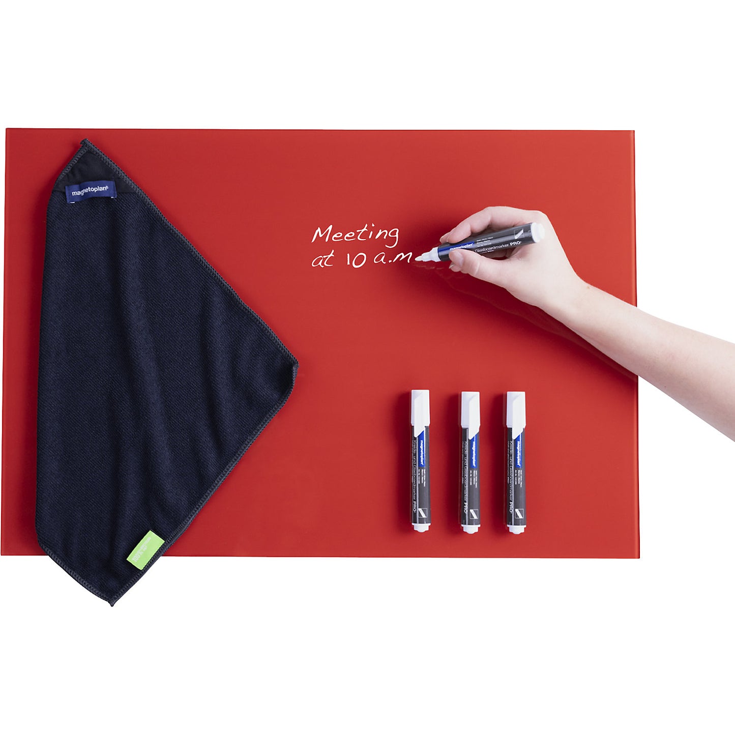 Designer glass board set, single pane safety glass, HxW 1000 x 2000 mm, red.
