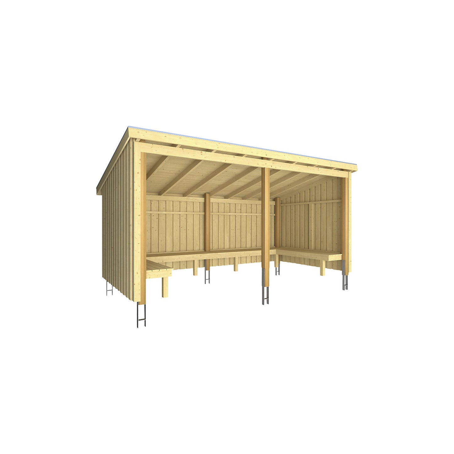 Nordic BBQ hut, made of wood, HxWxD 2200 x 2180 x 4320 mm (9.5 m²).
