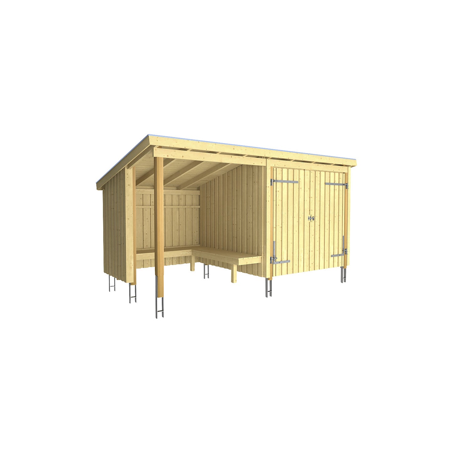 Nordic BBQ hut/garden house, made of wood, HxWxD 2200 x 2180 x 4320 mm (9.5 m²).
