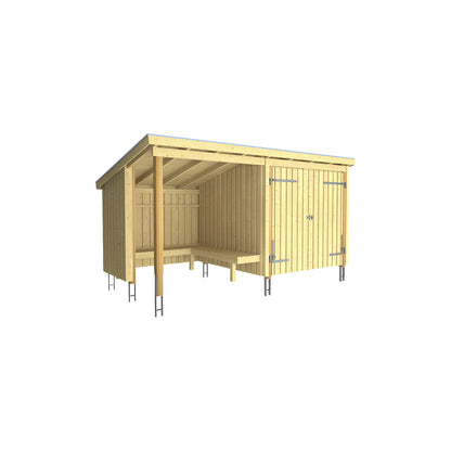 Nordic BBQ hut/garden house, made of wood, HxWxD 2200 x 2180 x 4320 mm (9.5 m²).