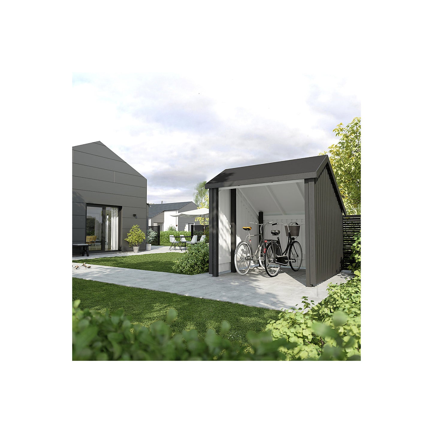 Bicycle shed, made of wood, HxWxD 2500 x 2480 x 2290 mm (5.7 m²).